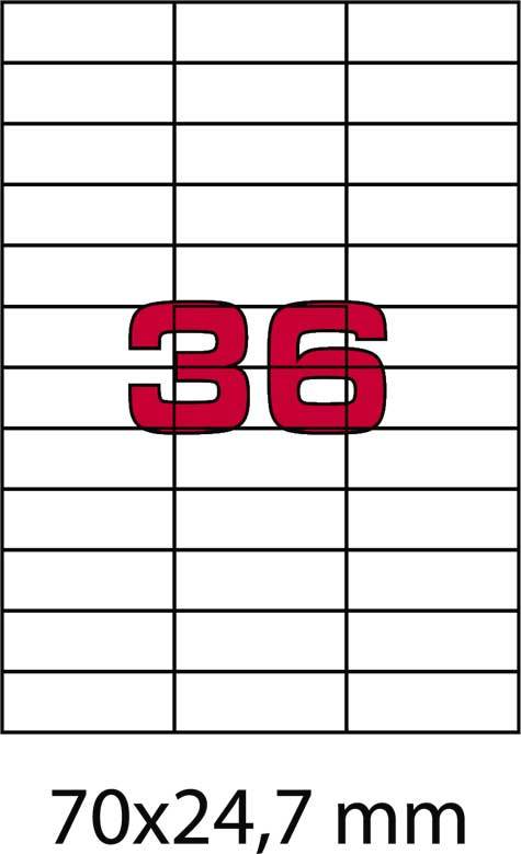 wereinaristea EtichetteAutoadesive. in carta. 70x24,75mm(24,75x70mm) Carta. BIANCO, adesivo Permanente, angoli a spigolo, per ink-jet, laser e fotocopiatrici, su foglio A4 (210x297mm).