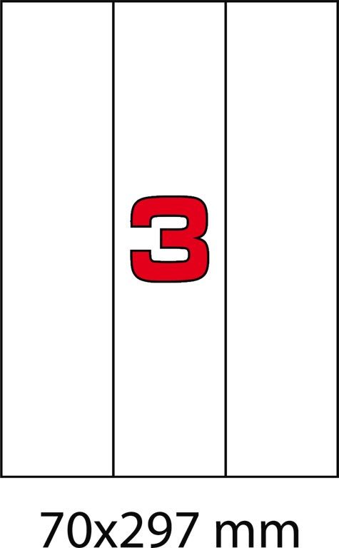 wereinaristea EtichetteAutoadesive, COPRENTE, 70x297(297x70mm) Carta BIANCO, adesivo Permanente, angoli a spigolo, per ink-jet, laser e fotocopiatrici, su foglio A4 (210x297mm).