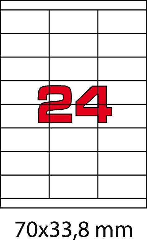 wereinaristea EtichetteAutoadesive, COPRENTE, 70x33,8(33,8x70mm) Carta BIANCO, adesivo Permanente, angoli a spigolo, per ink-jet, laser e fotocopiatrici, su foglio A4 (210x297mm).