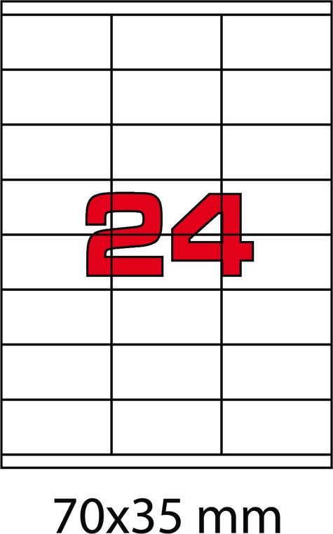 wereinaristea EtichetteAutoadesive, 70x35(35x70mm) Carta ROSSO, adesivo Permanente, angoli a spigolo, per ink-jet, laser e fotocopiatrici, su foglio A4 (210x297mm).