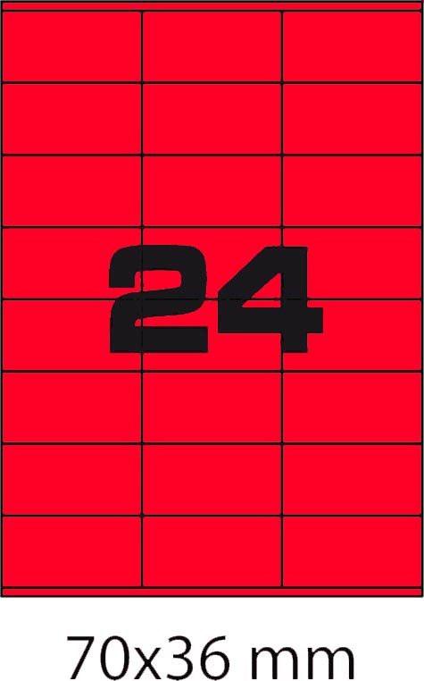 wereinaristea EtichetteAutoadesive, COPRENTE CartaROSSA, 70x36 Etichette 70x67con adesivo PERMANENTE, angoli a spigolo, per ink-jet, laser e fotocopiatrici, su foglio A4 (210x297mm).