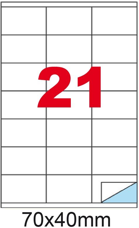 wereinaristea EtichetteAutoadesive, 70x40(40x70mm) Carta BIANCO, adesivo Permanente, angoli a spigolo, per ink-jet, laser e fotocopiatrici, su foglio A4 (210x297mm).