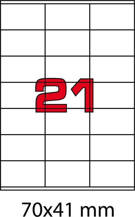 wereinaristea EtichetteAutoadesive, 70x41(41x70mm) Carta BIANCO, adesivo Permanente, angoli a spigolo, per ink-jet, laser e fotocopiatrici, su foglio A4 (210x297mm).