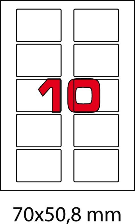 wereinaristea EtichetteAutoadesive, COPRENTE, 70x50,8(50,8x70mm) Carta BIANCO, adesivo RIMOVIBILE, angoli arrotondati, per ink-jet, laser e fotocopiatrici, su foglio A4 (210x297mm).