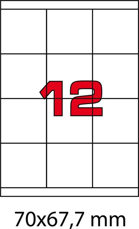 wereinaristea EtichetteAutoadesive, COPRENTE, 70x67,7(67,7x70mm) Carta BIANCO, adesivo Permanente, angoli a spigolo, per ink-jet, laser e fotocopiatrici, su foglio A4 (210x297mm).