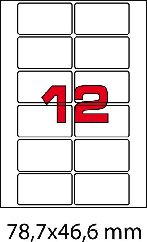 wereinaristea EtichetteAutoadesive, COPRENTE, 78,7x46,6(46,6x78,7mm) Carta BIANCO, adesivo RIMOVIBILE, angoli arrotondati, per ink-jet, laser e fotocopiatrici, su foglio A4 (210x297mm).