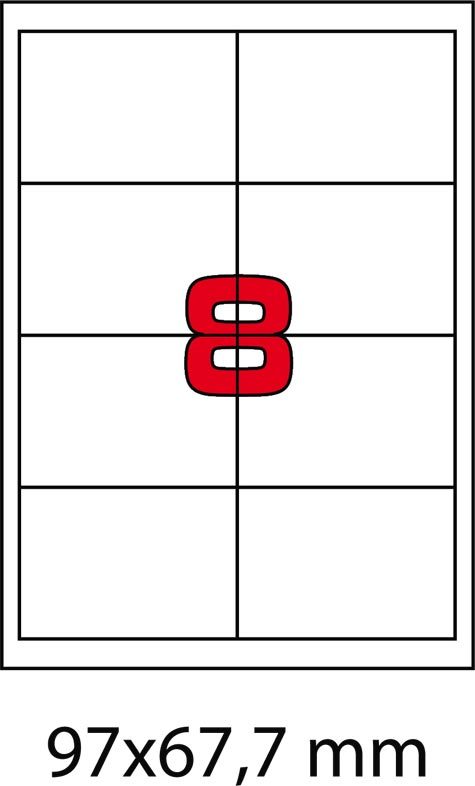 wereinaristea EtichetteAutoadesive, 97x67,7(67,7x97mm) Carta GRIGIO adesivo Permanente, angoli a spigolo, per ink-jet, laser e fotocopiatrici, su foglio A4 (210x297mm).