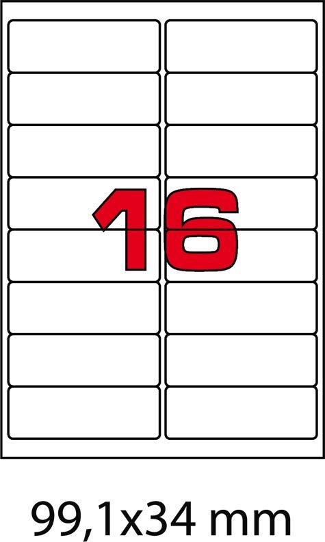 wereinaristea EtichetteAutoadesive 99,1x34,1(34x99,1) Carta BIANCO, adesivo Permanente, per ink-jet ad alta risoluzione, carta COPRENTE OPACA da 90 grammi, su foglio A4 (210x297mm).