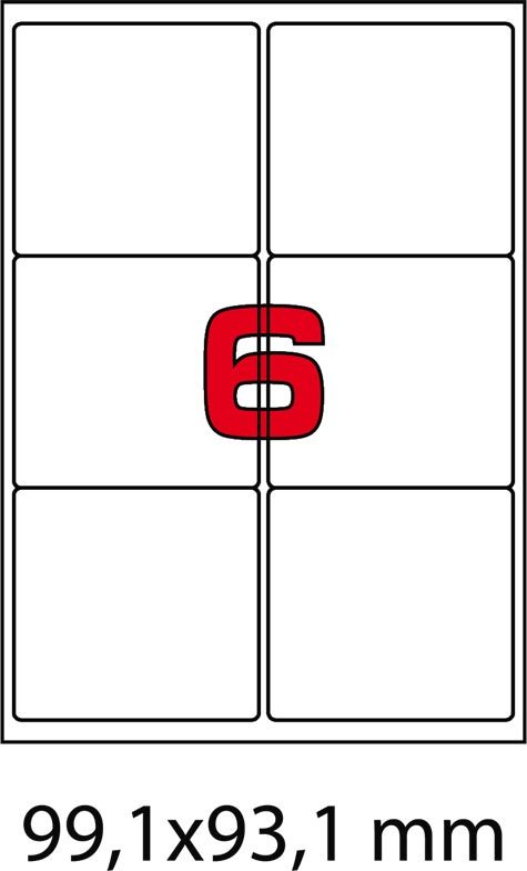 wereinaristea EtichetteAutoadesive 99,1x93,1(93,1x99,1) Carta BIANCO, adesivo Permanente, per ink-jet ad alta risoluzione, carta COPRENTE OPACA da 90 grammi, su foglio A4 (210x297mm).