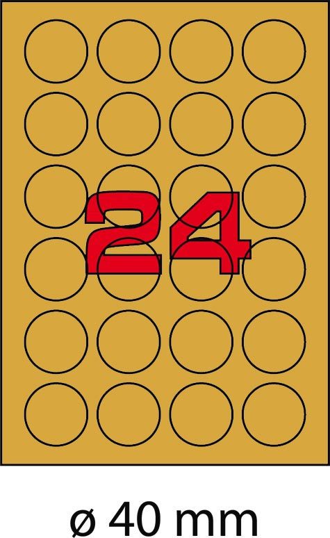 wereinaristea EtichetteAutoadesiveRotonde. diametro40mm, COPRENTEOCartaROSAtinata carta COPRENTE SATINATA,  adesivo Permanente, per ink-jet, laser e fotocopiatrici, su foglio A4 (210x297mm).