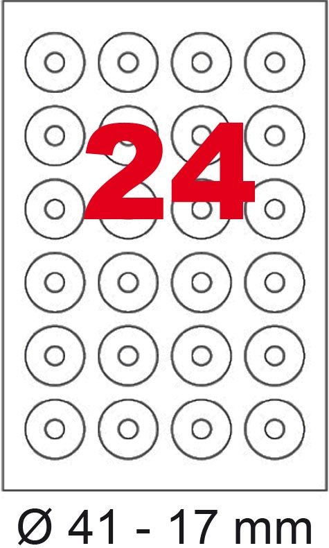 wereinaristea EtichetteAutoadesive rotonde, diametro 41mm, foro 17mm VERDE, adesivo Permanente, per ink-jet, laser e fotocopiatrici, su foglio A4 (210x297mm).