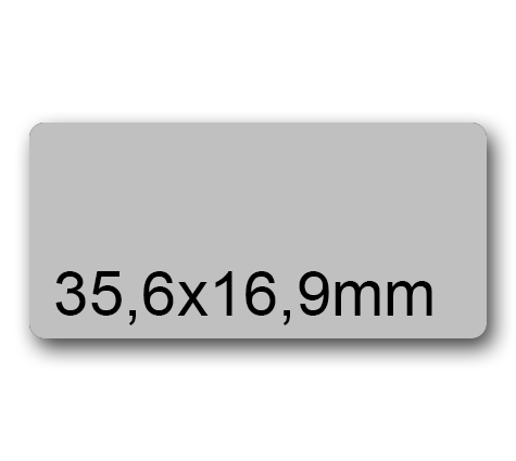 wereinaristea EtichetteAutoadesive, 35,6x16,9(16,9x35,6mm) PoliestereARGENTO Opaco Adesivo permanente, angoli arrotondati, per ink-jet, laser e fotocopiatrici, su foglio A4 (210x297mm).
