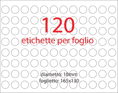 wereinaristea Etichette autoadesive Tik-Fix, a registro, diametro mm 10 GRIGIO, in foglietti da mm 130x165, 120 etichette per foglio.