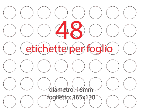 wereinaristea Etichette autoadesive Tik-Fix, a registro, diametro mm 16 ROSA, in foglietti da mm 130x165, 48 etichette per foglio.