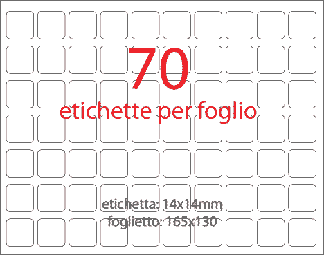 wereinaristea Etichette autoadesive Tik-Fix, a registro, mm 14x14 BIANCO, in foglietti da mm 130x165, 70 etichette per foglio.