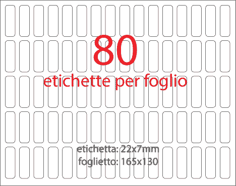 wereinaristea EtichetteAutoadesive, aRegistro, 22x07mm(7x22) BIANCO, in foglietti da 130x165, 80 etichette per foglio.