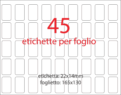 wereinaristea Etichette autodesive. aRegistro . 22x14mm(14x22) BIANCO, in foglietti da 130x165, 45 etichette per foglio.