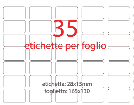 wereinaristea EtichetteAutoadesive . aRegistro . 28x15mm(15x28) Carta BIANCO, in foglietti da 130x165, 35 etichette per foglio.