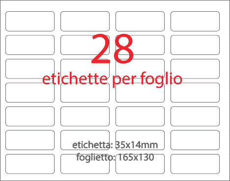 wereinaristea EtichetteAutoadesive,aRegistro, 35x14mm(14x35) CartaBIANCA BIANCO, in foglietti da 130x165, 28 etichette per foglio.