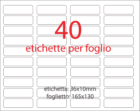 wereinaristea EtichetteAutoadesive. aRegistro . 36x10mm(10x36) Carta BIANCO, in foglietti da 130x165, 40 etichette per foglio.