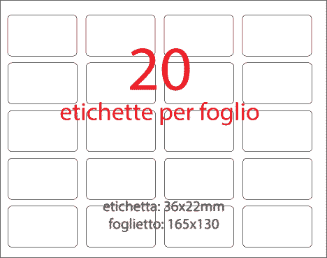 wereinaristea EtichetteAutoadesive, aRegistro, 36x22mm(22x36) Carta BIANCO, in foglietti da 130x165, 20 etichette per foglio.