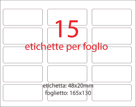 wereinaristea EtichetteAutoadesive aRegistro, 48x20mm(20x48) Carta BIANCO, in foglietti da 130x165, 15 etichette per foglio.