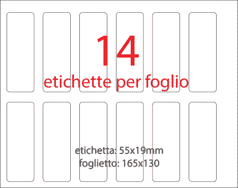 wereinaristea EtichetteAutoadesive aRegistro, 55x19mm(19x55) Carta BIANCO, in foglietti da 130x165, 14 etichette per foglio.