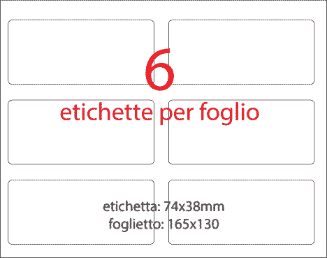 wereinaristea EtichetteAutoadesive aRegistro, 74x38mm(38x74) Carta BIANCO, in foglietti da 130x165, 6 etichette per foglio.