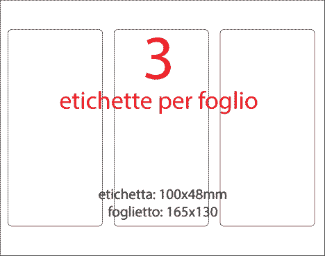 wereinaristea EtichetteAutoadesive aRegistro, 100x48mm(48x100) Carta BIANCO, in foglietti da 130x165, 3 etichette per foglio.