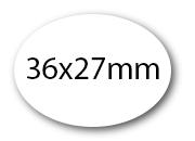 wereinaristea EtichetteAutoadesive aRegistro, Ovali, 36x27mm(27x36) Carta BIANCO, in foglietti da 130x165, 16 etichette per foglio pla130900d25