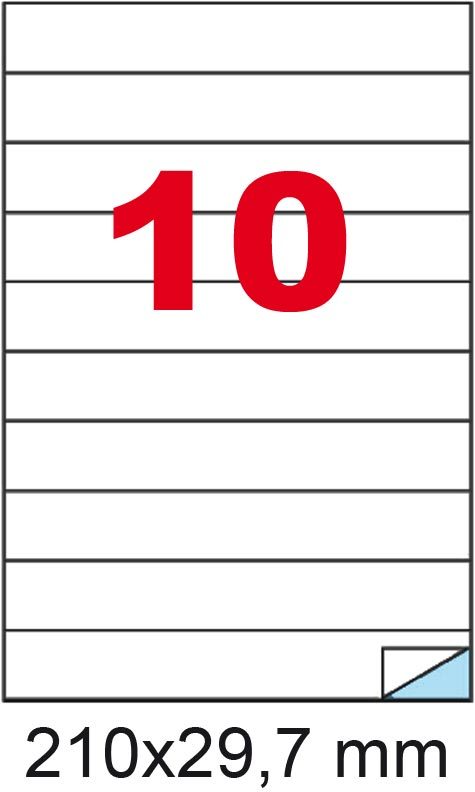 wereinaristea EtichetteAutoadesive, COPRENTE, 210x29,7(29,7x210mm) Carta BIANCO, adesivo Permanente, angoli a spigolo, per ink-jet, laser e fotocopiatrici, su foglio A4 (210x297mm).
