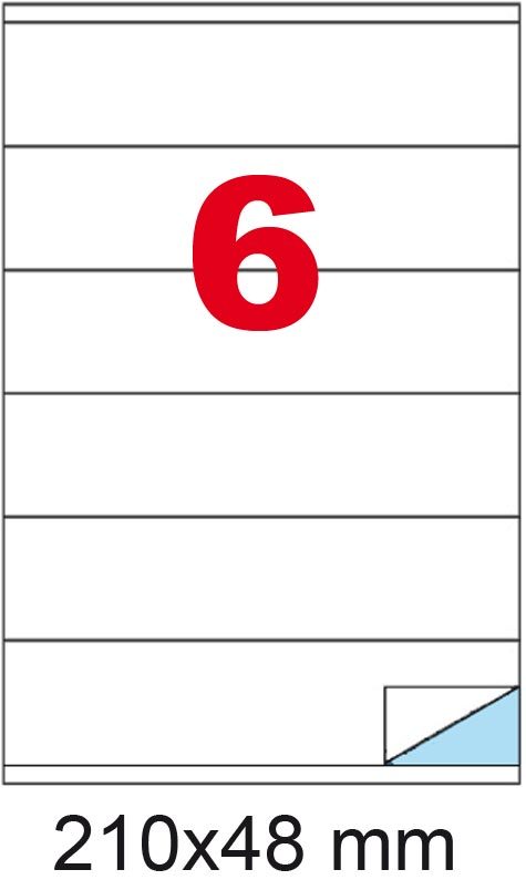 wereinaristea EtichetteAutoadesive, COPRENTE, 210x48(48x210mm) Carta BIANCO, adesivo Permanente, angoli a spigolo, per ink-jet, laser e fotocopiatrici, su foglio A4 (210x297mm).