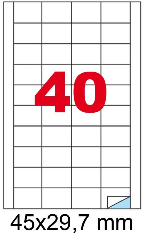 wereinaristea EtichetteAutoadesive, 45x29,7(29,7x45mm) Carta ROSSO, adesivo Permanente, angoli a spigolo, per ink-jet, laser e fotocopiatrici, su foglio A4 (210x297mm).