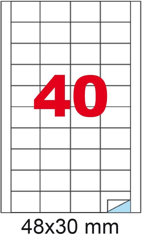 wereinaristea EtichetteAutoadesive, 48x30(30x48mm) Carta AZZURRO, adesivo Permanente, angoli a spigolo, per ink-jet, laser e fotocopiatrici, su foglio A4 (210x297mm).
