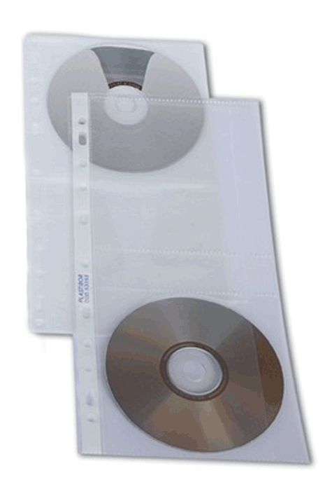 gbc Buste porta CD o DVD a perforazione universale. Ogni busta contiene 4 CD: due davanti e due dietro. Dimensioni: In polipropilene a buccia di arancio, interno in TNT.