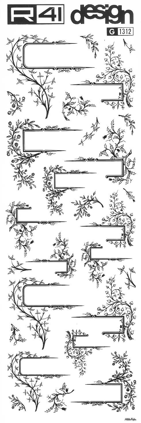Fregi-Decorazioni, NERO. Trasferelli-Trasferibili R41 in fogli 9x25cm R41GRG1312N - immagine aggiuntiva