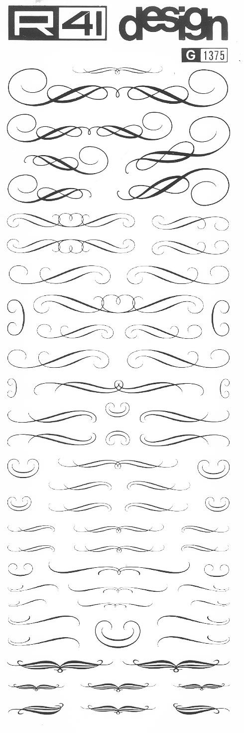 Fregi-Decorazioni, NERO. Trasferelli-Trasferibili R41 in fogli 9x25cm R41GRG1375N - immagine aggiuntiva