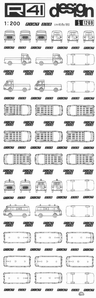 Fiat 238, NERO. Trasferelli-Trasferibili R41 in fogli 9x25cm R41GRI1269N - immagine aggiuntiva