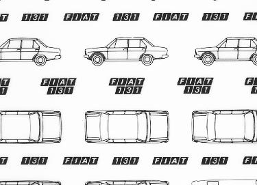 trasferibilir41 Fiat 131, Campagnola, NERO. Trasferelli-Trasferibili R41 in fogli 9x25cm .
