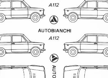 trasferibilir41 Autobianchi A112, Spider, NERO. Trasferelli-Trasferibili R41 in fogli 9x25cm .
