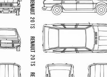 trasferibilir41 Renault 20TS, Renault 16TL, NERO. Trasferelli-Trasferibili R41 in fogli 9x25cm .