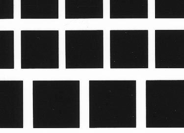 trasferibilir41 Quadrati, mm. 13 - mm. 22,5, NERO. Trasferelli-Trasferibili R41 in fogli 9x25cm .