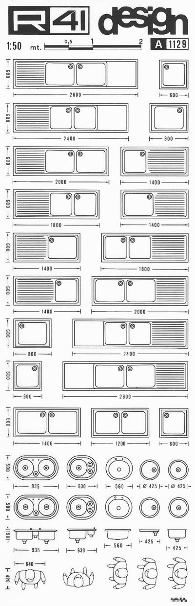 trasferibilir41 Cucine, 1:50, NERO. Trasferelli-Trasferibili R41 in fogli 9x25cm. p. 317 .
