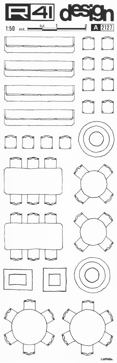 trasferibilir41 Arredamento 1:50, NERO. Trasferelli-Trasferibili R41 in fogli 9x25cm. p. 324 .