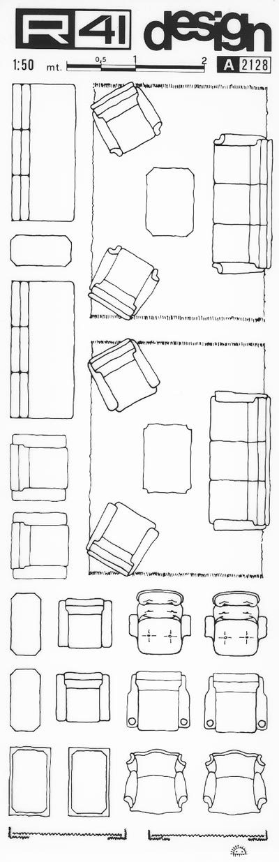 trasferibilir41 Arredamento 1:50, NERO. Trasferelli-Trasferibili R41 in fogli 9x25cm. p. 324 .