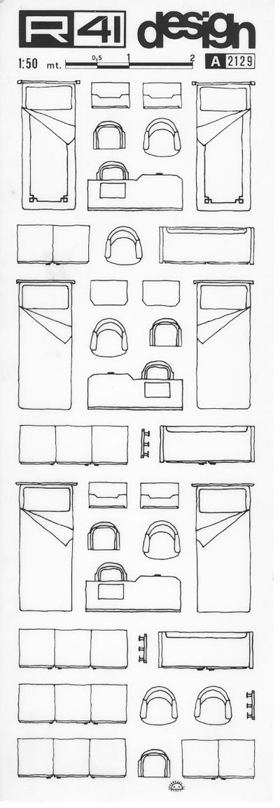 trasferibilir41 Arredamento 1:50, NERO. Trasferelli-Trasferibili R41 in fogli 9x25cm. p. 324 .