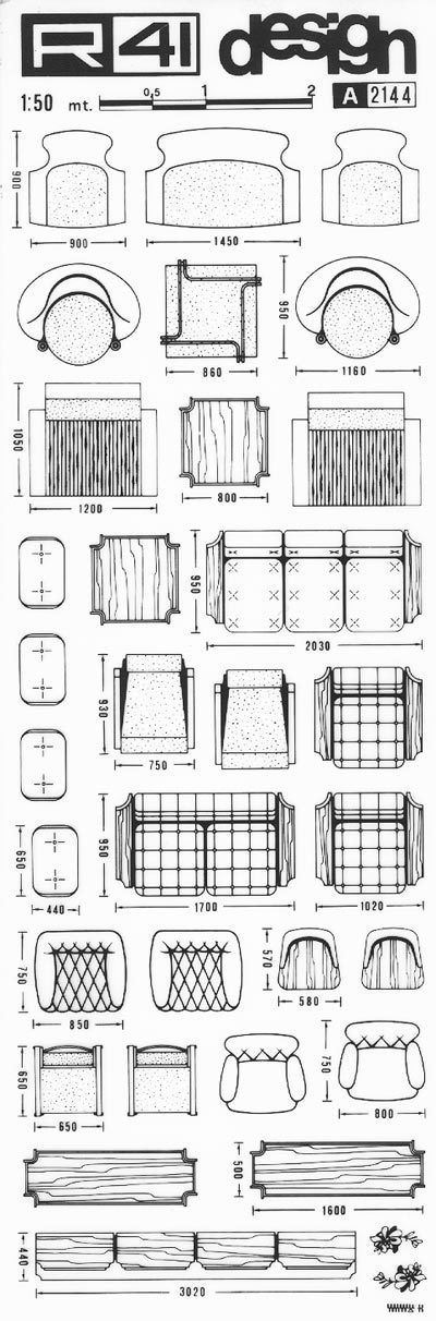 trasferibilir41 Soggiorni, 1:50, NERO. Trasferelli-Trasferibili R41 in fogli 9x25cm. p. 317 .