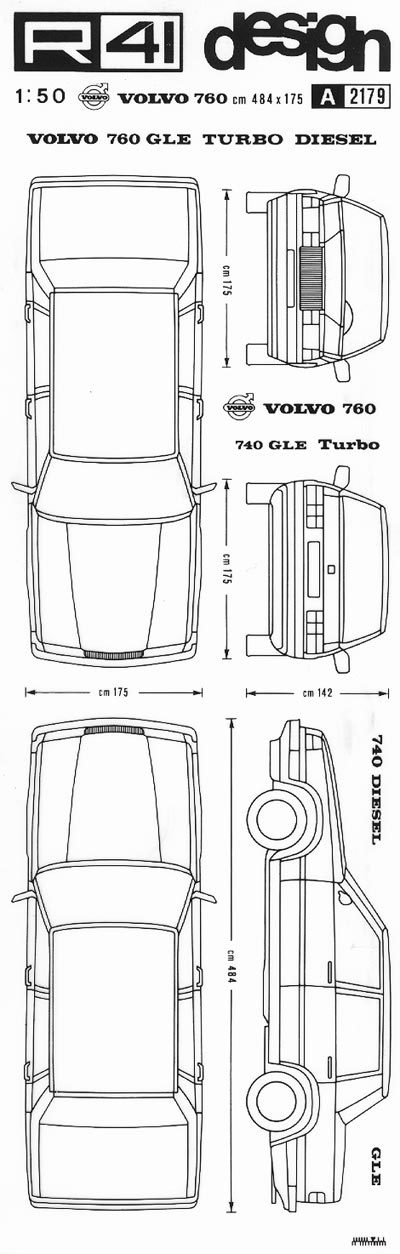 trasferibilir41 Volvo 740, NERO. Trasferelli-Trasferibili R41 in fogli 9x25cm. p. 349 .