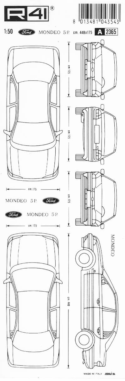trasferibilir41 Mondeo, NERO. Trasferelli-Trasferibili R41 in fogli 9x25cm .