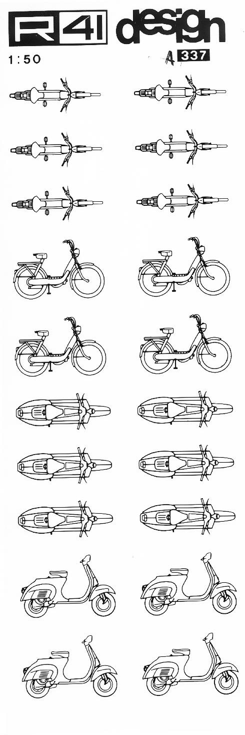 trasferibilir41 Vespa-Ciao Piaggio, NERO. Trasferelli-Trasferibili R41 in fogli 9x25cm .